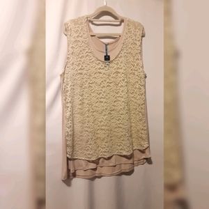 Double Layer Lace Tank Top - 1X